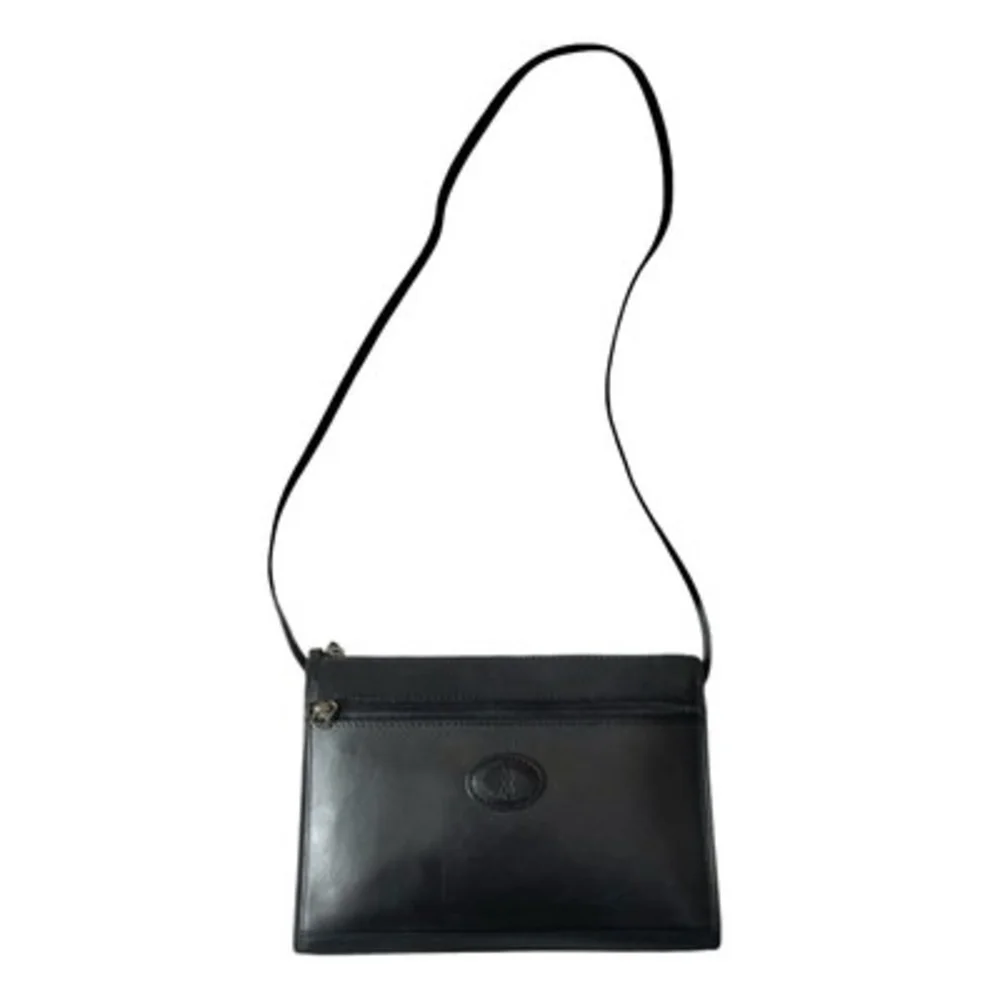 Mary Ann Rosenfeld Vintage Black Leather Shoulder Bag Elegant Classic 10.5x3x8.5